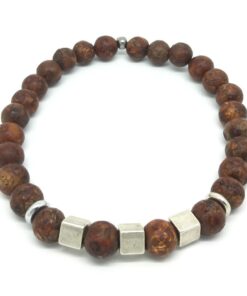 Bracelet jaspe brun et pyrite