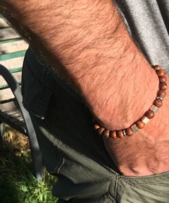 Bracelet jaspe brun et pyrite