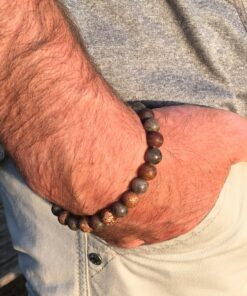 Bracelet jaspe gris et jaspe léopard