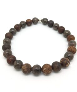 Bracelet jaspe gris et jaspe léopard