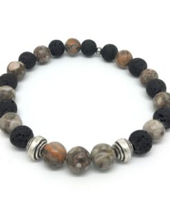 Bracelet Pierre de lave et Jaspe léopard