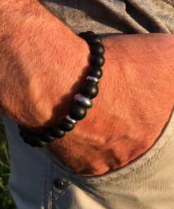 Bracelet onyx mat et acier inoxydable