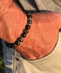 Bracelet hématite et onyx mat