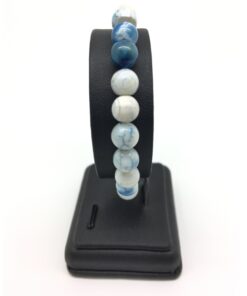 Bracelet en agate bleu et blanche
