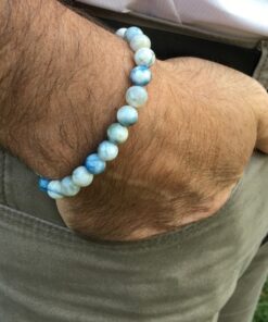 Bracelet en agate bleu et blanche