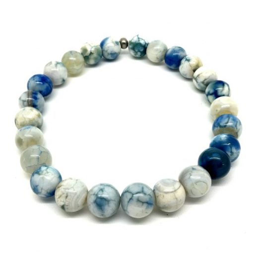 Bracelet en agate bleu et blanche