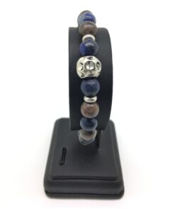 Bracelet en jaspe et lapiz lazuli et métal argenté