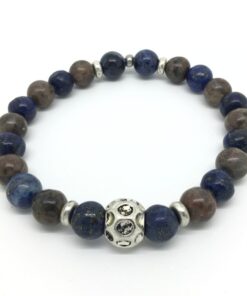 Bracelet en jaspe et lapiz lazuli et métal argenté