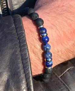 Bracelet Homme Terre Pierre de Lave et Sodalite