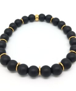 Bracelet en onyx mat et métal doré