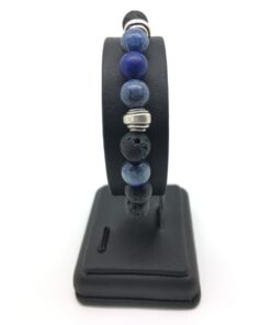 Bracelet pierre de lave, sodalite et métal argenté