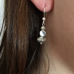 Boucle d'oreilles 3 perles métal argenté