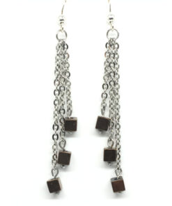 Boucle d'oreilles femme en chainette acier inoxydable et hématite