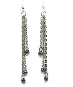 Boucle d'oreilles femme en chainette acier inoxydable et hématite