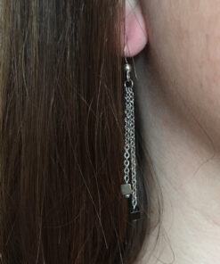 Boucle d'oreilles femme en chainette acier inoxydable et hématite
