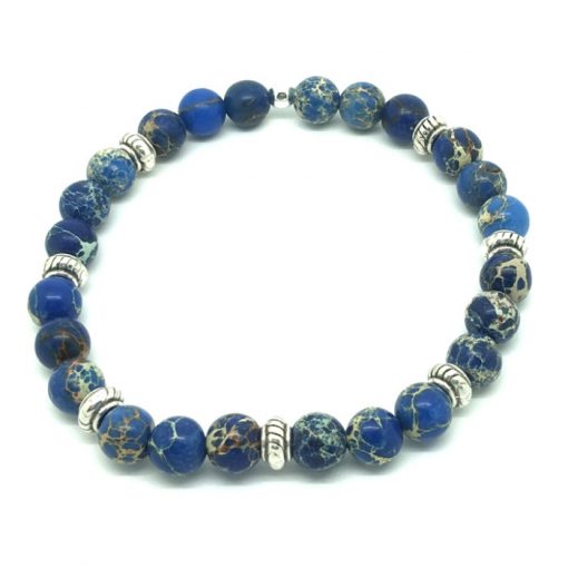 Bracelet Perle en jaspe bleu