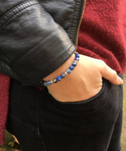 Bracelet Perle en jaspe bleu