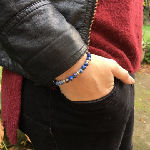 Bracelet Perle en jaspe bleu