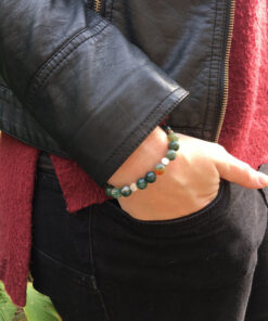 Bracelet agate mousse verte