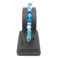 Bracelet en perle agate bleu