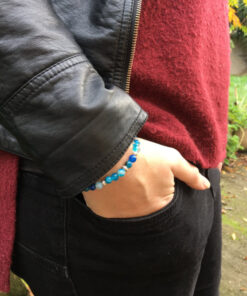 Bracelet en perle agate bleu
