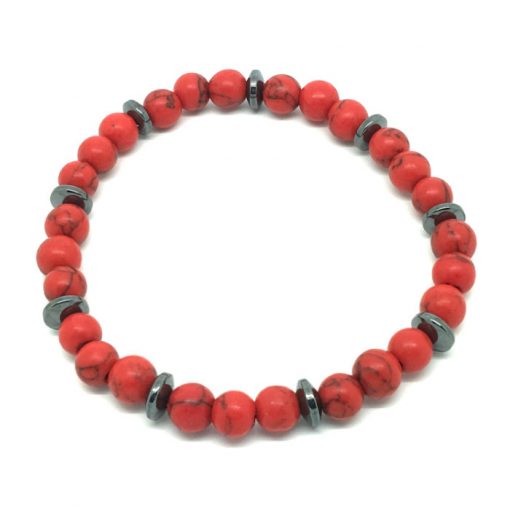 Bracelet en perle howlite rouge