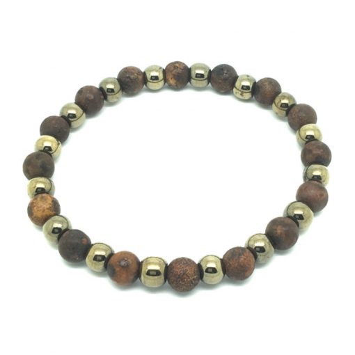 Bracelet perle femme jaspe brun et hématite