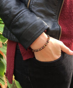 Bracelet perle femme jaspe brun et hématite