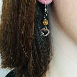 Boucle d oreille femme avec perle jaspe et acier inoxydable