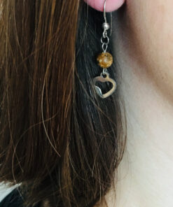 Boucle d oreille femme avec perle jaspe et acier inoxydable