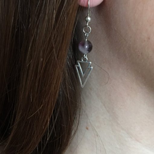 Boucle d oreille femme avec perle violette