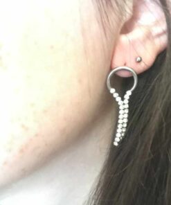 Boucle d'oreille acier cascade de strass