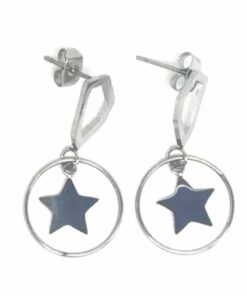 Boucle d'oreille acier cercle étoilé