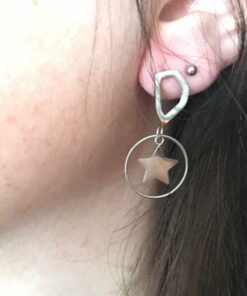 Boucle d'oreille acier cercle étoilé