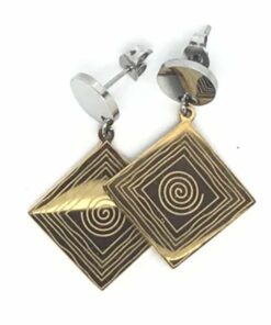 Boucle d'oreille acier couleur duo losange tourbillon