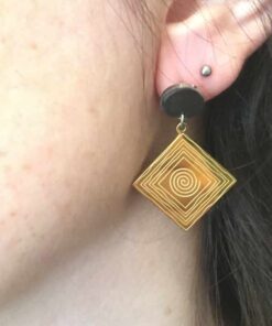 Boucle d'oreille acier couleur duo losange tourbillon