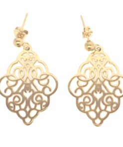 Boucle d'oreille acier couleur or arabesque