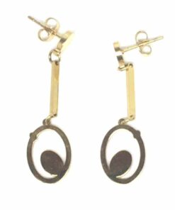Boucle d'oreille acier couleur or balançoire