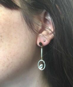 Boucle d'oreille acier couleur or balançoire bis