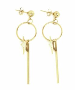 Boucle d'oreille acier couleur or petite créole avec étoile