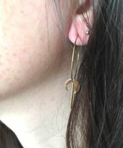 Boucle d'oreille acier couleur or créole lune