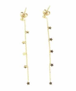 Boucle d'oreille acier couleur or fil d'étoiles