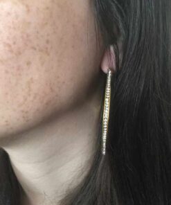 Boucle d'oreille acier couleur or grande créole avec strass