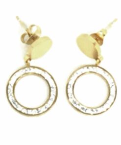 Boucle d'oreille acier couleur or rond strass