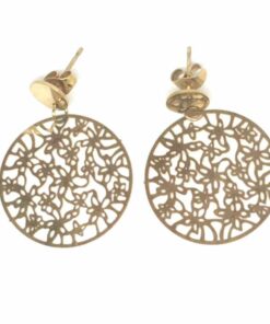Boucle d'oreille acier couleur or ronde orchidée
