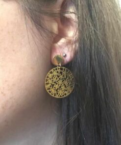Boucle d'oreille acier couleur or ronde orchidée