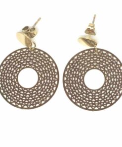 Boucle d'oreille acier couleur or ronde tressée