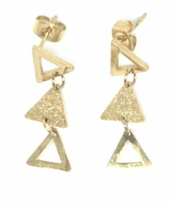 Boucle d oreilles acier couleur or cascade de triangle.
