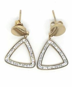 Boucle d'oreille acier couleur or triangle strass