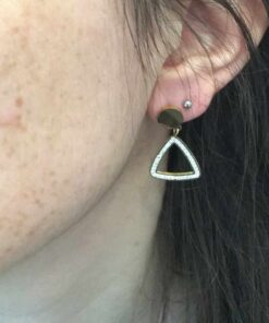 Boucle d'oreille acier couleur or triangle strass